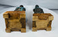 Pair of Chinese fahua-style ceramic sculptures with turquoise and aubergine glaze palette