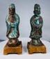 Late Ming to early Qing Chinese ceramic figures wearing ceremonial robes and tall caps