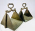 Brass horse stirrups with cast serpent motif handles and intricate design