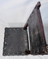 Historic Spanish chairs with naturally patinated leather and dark wood frames