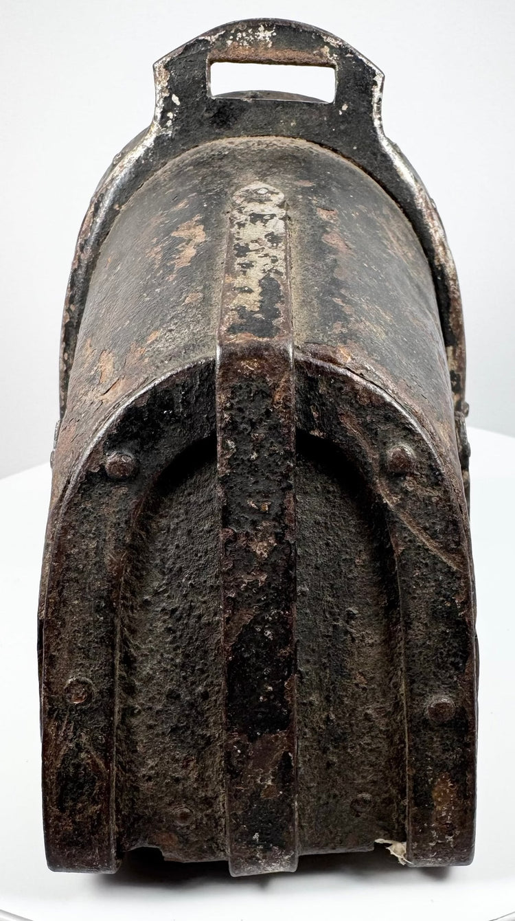 Late Renaissance cavalry stirrup with forged iron reinforcement straps and pointed terminals
