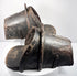 Side view of Renaissance Spanish estribos de tapadera protective cavalry stirrups