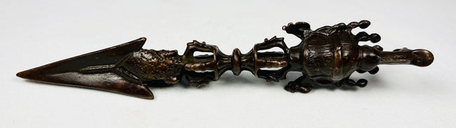 Tibetan Buddhist bronze ritual implements with natural patina