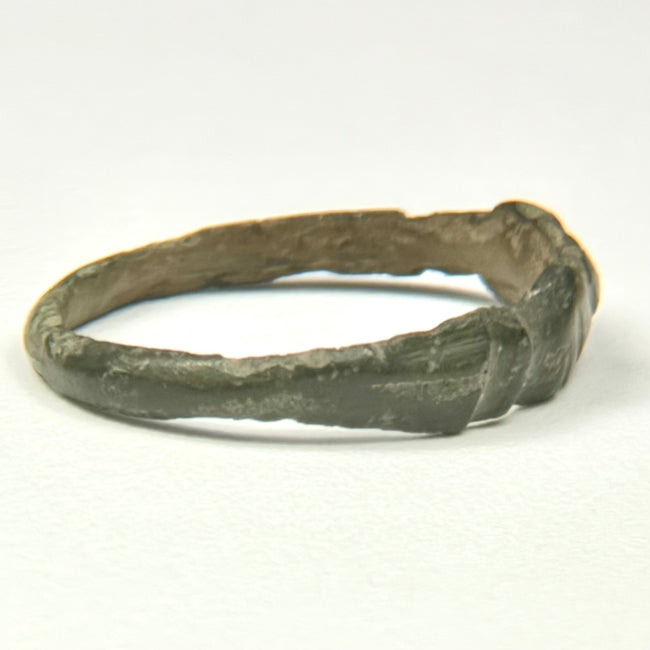 US size 8.75 Late Roman bronze finger ring with complete hoop and naturally aged patina