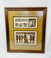 Modern reproduction of Ancient Egyptian papyrus with ritual scenes, framed with gold and black mat