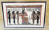 Framed papyrus art with Egyptian hieroglyphs, gods, and ritual imagery, gold and black mat