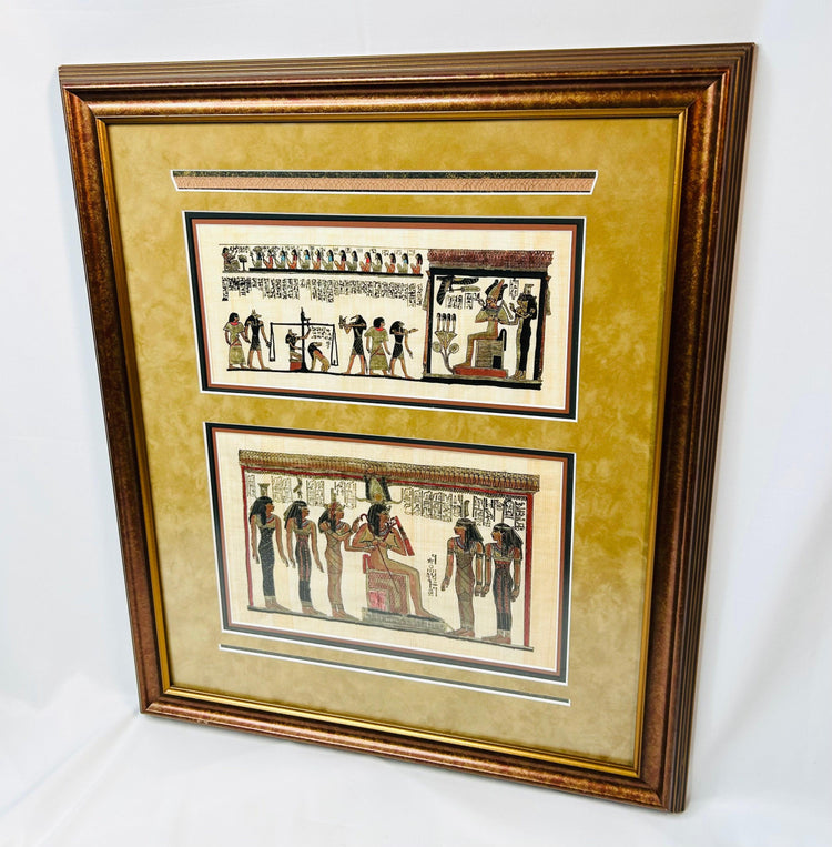 Framed Ancient Egyptian Papyrus Artwork | Depictions from the Afterlife | Late 20th Century Acquisition