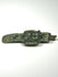 Small Orthodox devotional cross from Russia with champlevé enamel recesses, Cyrillic lettering, and earthen surface deposits, c. 1780–1820.