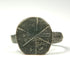 Ancient Byzantine bronze finger ring with oval engraved cross motif and aged green patina