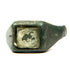 Ancient bronze signet-style finger ring with square inset bezel and green patina, Roman to Early Byzantine period
