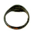 Close-up of Roman Imperial bronze finger ring showing smooth bezel surface and mineral deposits