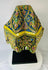 Antique Thai ceramic tile with multicolored glaze and decorative motifs