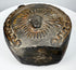 Ancient Peruvian blackware vessel with circular body and prominent loop handle