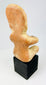 Pre-Columbian Nayarit/Jalisco terracotta sculpture, seated anthropomorphic figure, funerary artifact on stand