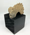 Ancient Mesoamerican stone sculpture fragment showing open-mouthed animal symbolism