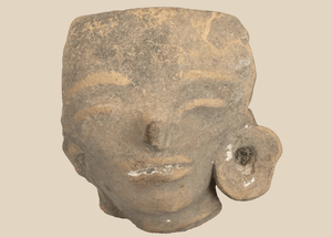 Pre-Columbian Terracotta Head Fragment with Ear Spool | West Mexico | Circa 300 BCE–900 CE