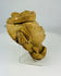 Ancient ritual terracotta head sculpture, three-quarter view, Mesoamerican origin
