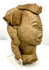 Three-quarter angle of ceremonial terracotta head with ornate crown-like headdress