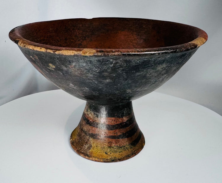 Pre-Columbian | Terracotta Pedestal Vessel with Geometric Motifs | Circa 500 BCE–1200 CE