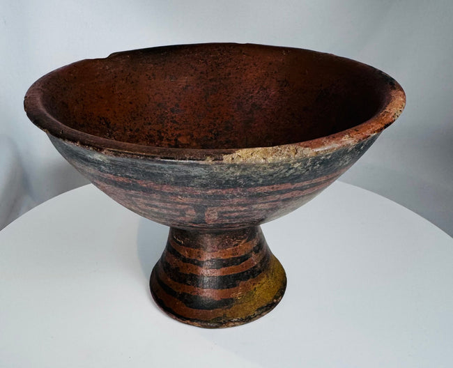 Pre-Columbian | Terracotta Pedestal Vessel with Geometric Motifs | Circa 500 BCE–1200 CE