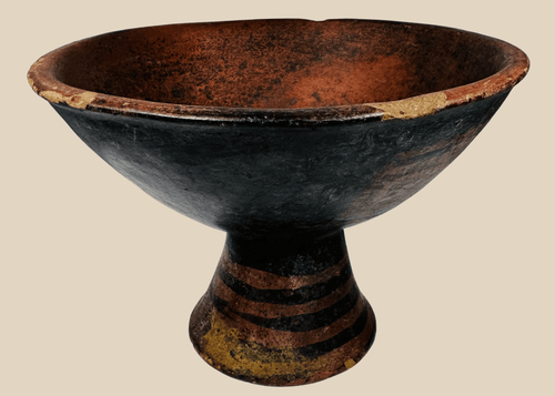 Pre-Columbian | Terracotta Pedestal Vessel with Geometric Motifs | Circa 500 BCE–1200 CE
