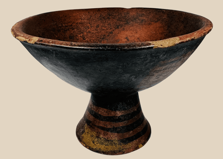 Pre-Columbian | Terracotta Pedestal Vessel with Geometric Motifs | Circa 500 BCE–1200 CE