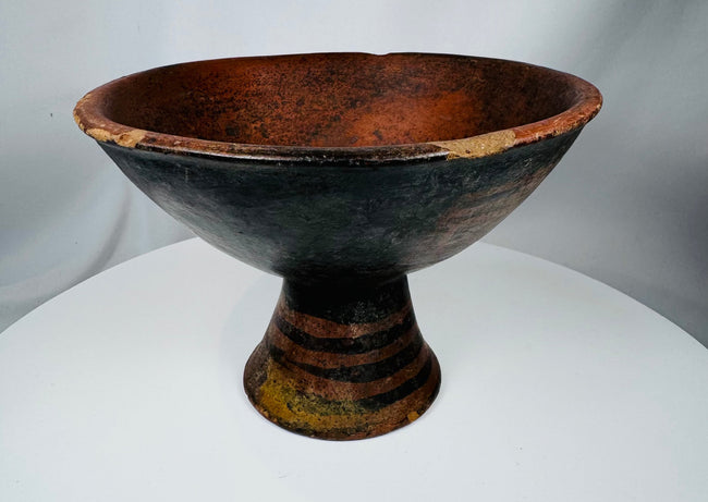 Pre-Columbian | Terracotta Pedestal Vessel with Geometric Motifs | Circa 500 BCE–1200 CE