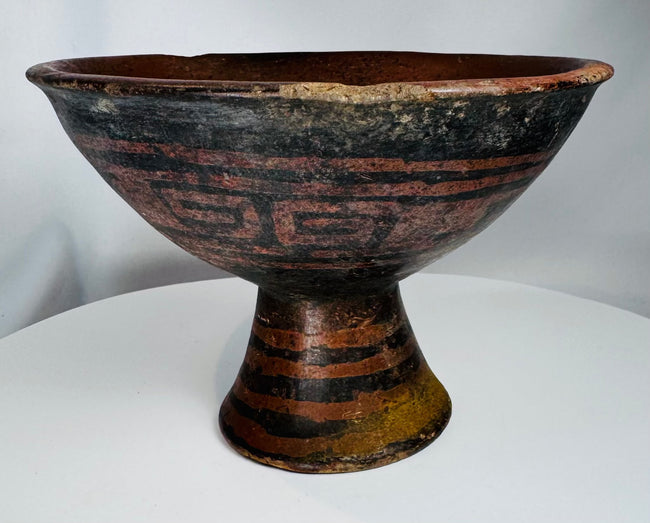 Pre-Columbian | Terracotta Pedestal Vessel with Geometric Motifs | Circa 500 BCE–1200 CE