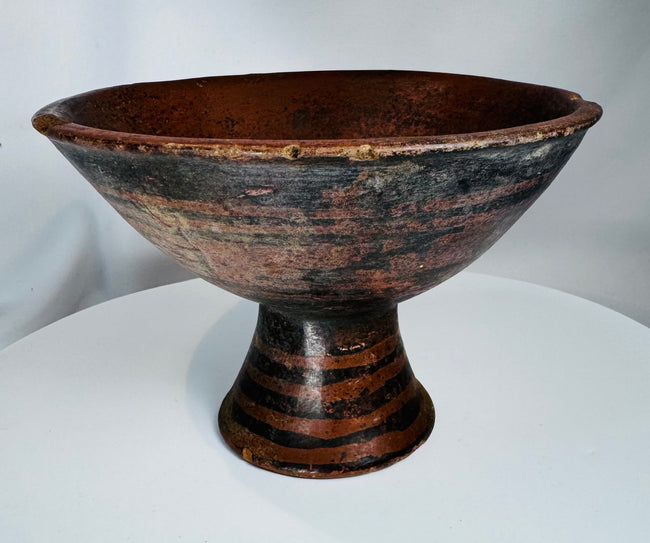 Pre-Columbian | Terracotta Pedestal Vessel with Geometric Motifs | Circa 500 BCE–1200 CE