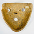 Mesoamerican clay mask with bold features and burial encrustation