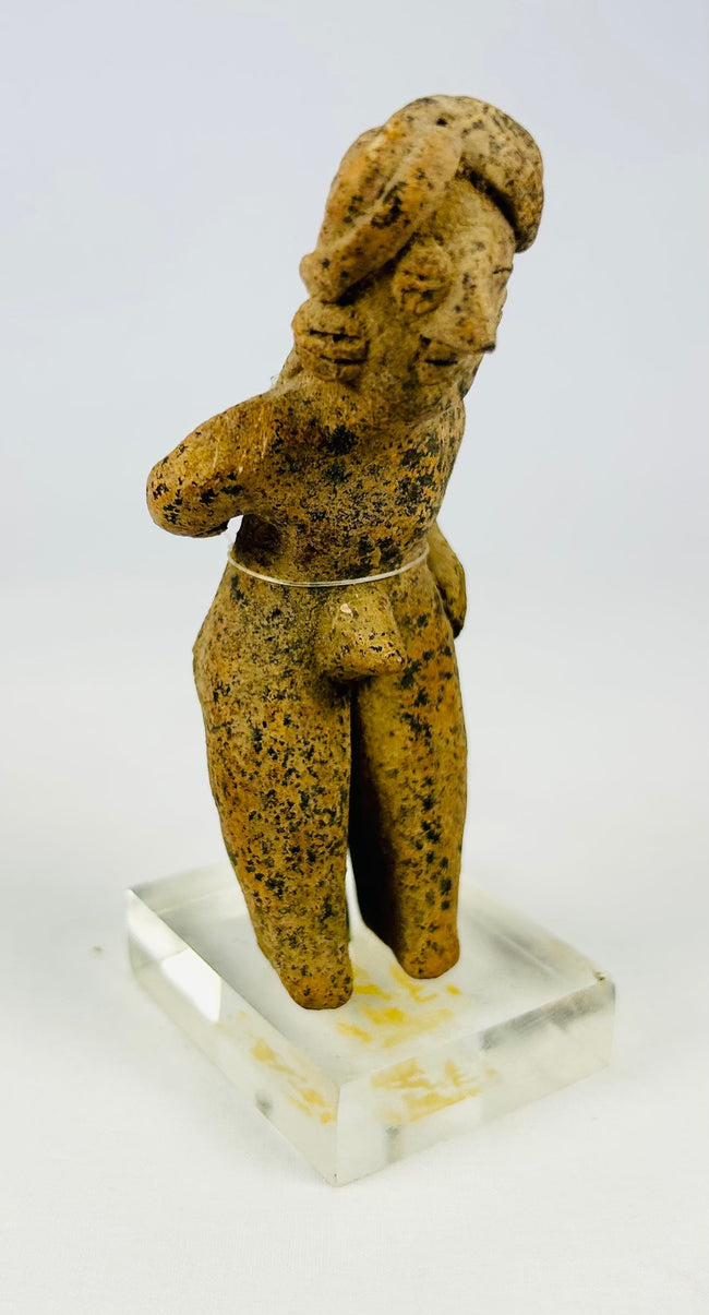 Ancient West Mexico funerary figure in terracotta with arms crossed at chest