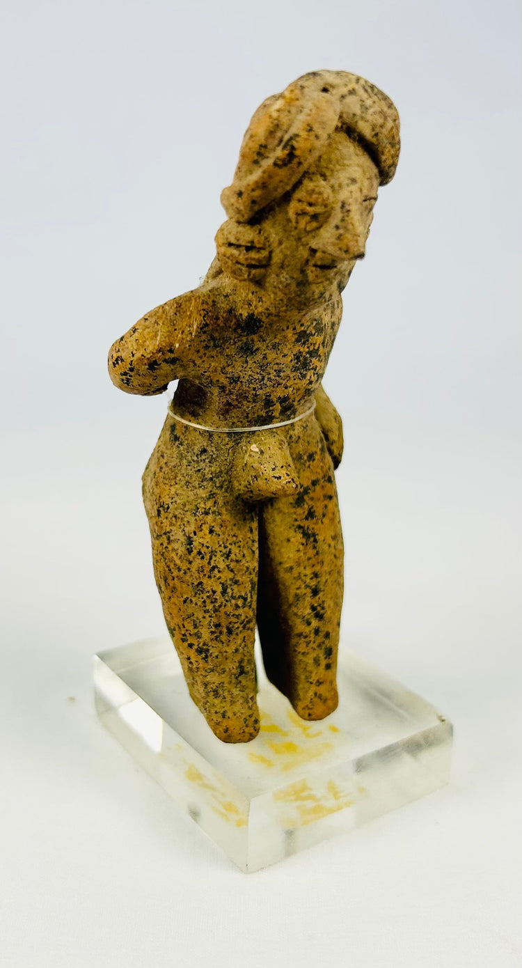 Ancient West Mexico funerary figure in terracotta with arms crossed at chest