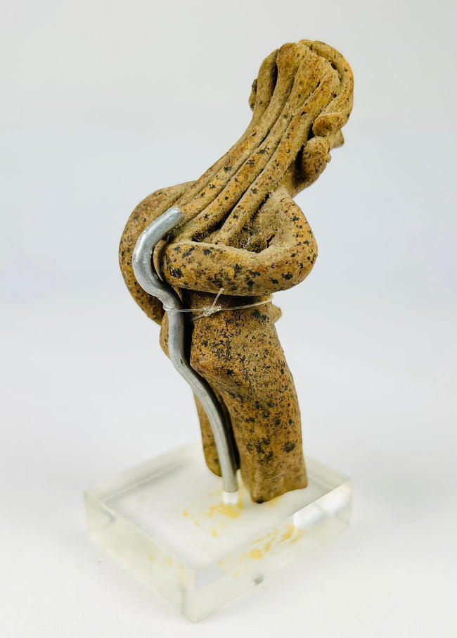 West Mexican shaft-tomb culture standing clay figure with surface weathering from burial