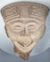 Pre-Columbian Mexican terracotta head with elaborate flaring headdress and geometric relief decoration