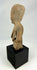 Pre-Columbian terracotta effigy, West Mexico, abstract geometric features, mineral traces, display base