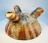 Authentic ancient tripod bowl with weathered painted decoration and patina