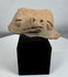 Ancient terracotta animal effigy fragment from the Pre-Columbian Americas mounted on a custom display stand.