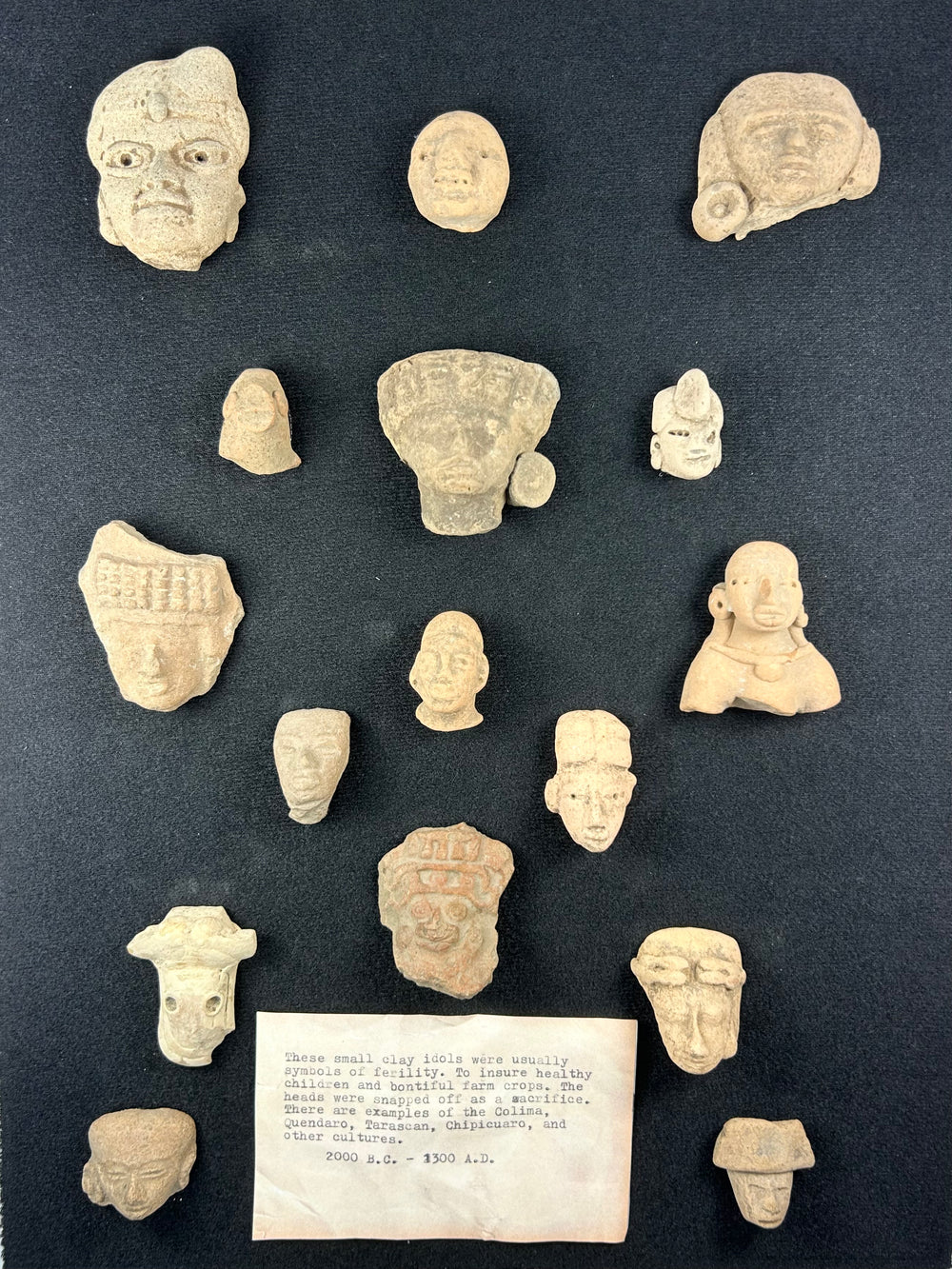 Teotihuacan and Veracruz terracotta votive heads and busts, Pre-Columbian fragments with archaeological patina