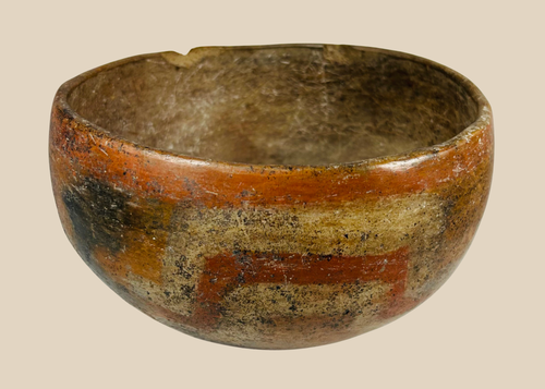 Pre-Columbian West Mexican painted terracotta bowl with geometric decoration