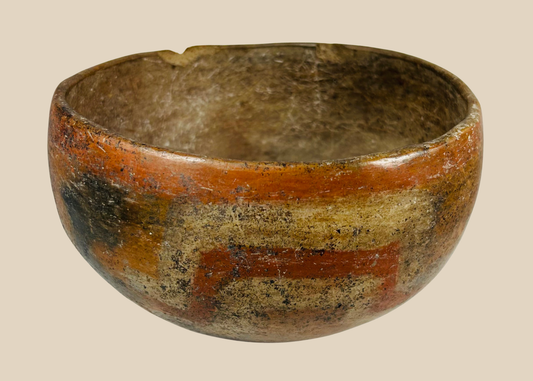 Pre-Columbian West Mexican painted terracotta bowl with geometric decoration