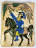 Front view of a Qajar period Persian tile with falconry scene