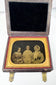 Antique Rehn ambrotype showing three female figures in a formal studio portrait