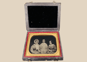 Quarter Plate Rehn Ambrotype of Three Female Sitters in Leatherette Presentation Case | Circa 1855 – 1865