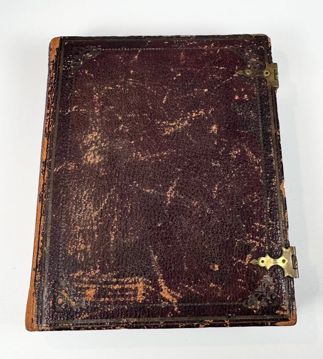 Mid-1800s Rehn ambrotype of three female sitters in an original leatherette case