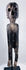Front view of carved Polynesian-style moai kavakava figure with hollow eyes and rib cage
