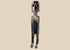 Rapa Nui-inspired moai kavakava hand-carved wooden skeletal figure on display stand