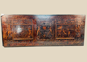 Raro panel de madera tallada renacentista del siglo XVI: Bestias míticas