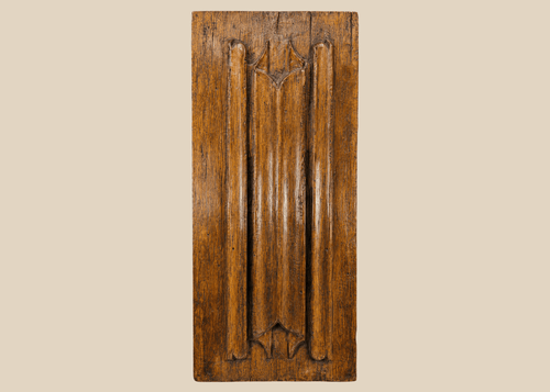 Historic Gothic oak carving fragment with shrinkage lines and authentic centuries-old wear