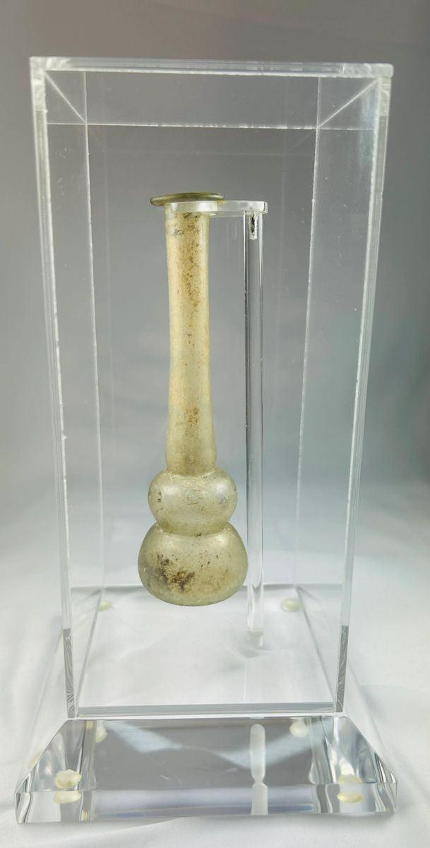 Antique Roman luxury glass container reflecting bathhouse culture and sophistication