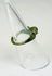 Three-quarter angled view of ancient Roman bronze ring with securely seated garnet gemstone